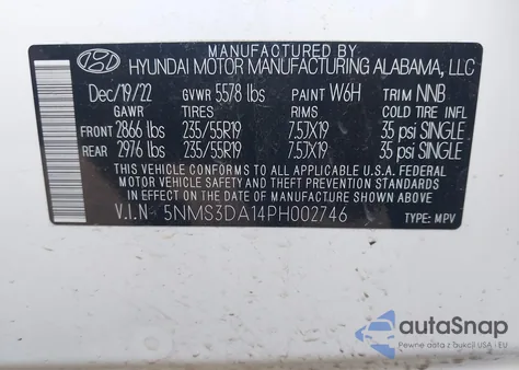 2023 Hyundai Santa Fe Hybrid Sel Premium from USA, damaged, VIN 5NMS3DA14PH002746